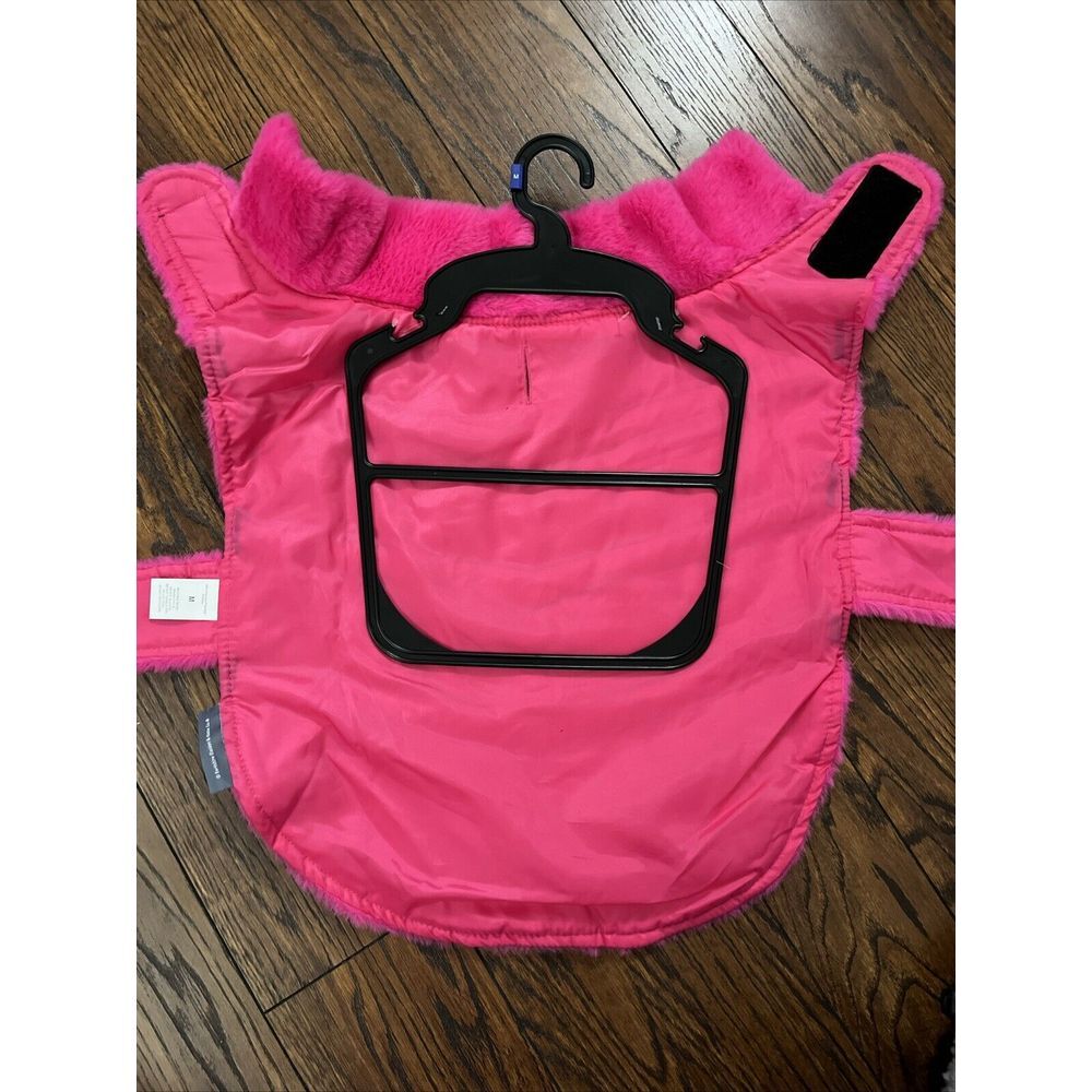 Berkshire Pet Pink Black V Striped Faux Fur Dog Coat Satin Lined Medium - Picture 6 of 10